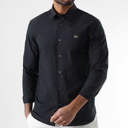 Lacoste - Chemise Manches Longues Logo Brodé Crocodile Noir