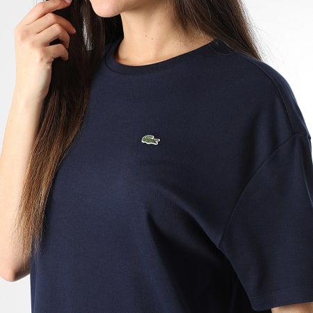 Lacoste - Robe Femme Logo Brodé Crocodile Bleu Marine