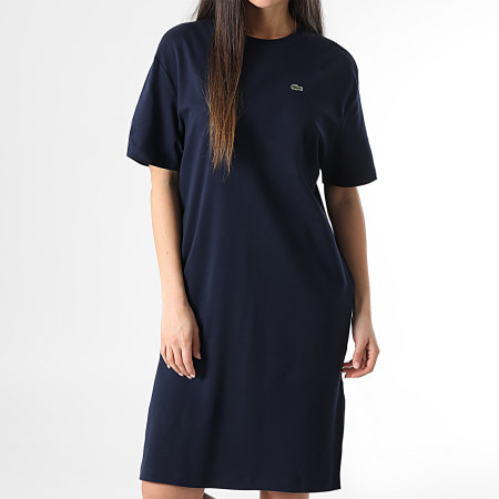 Lacoste - Robe Femme Logo Brodé Crocodile Bleu Marine