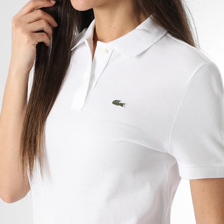 Lacoste - Robe Polo Femme Logo Brodé Crocodile Blanc