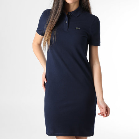 Lacoste - Robe Polo Femme Logo Brodé Crocodile Bleu Marine