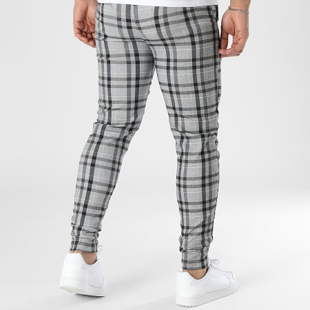 Frilivin - Pantalon A Carreaux Gris Chiné