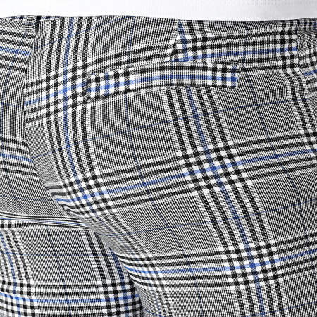 Frilivin - Pantalon A Carreaux Gris Chiné Bleu Roi