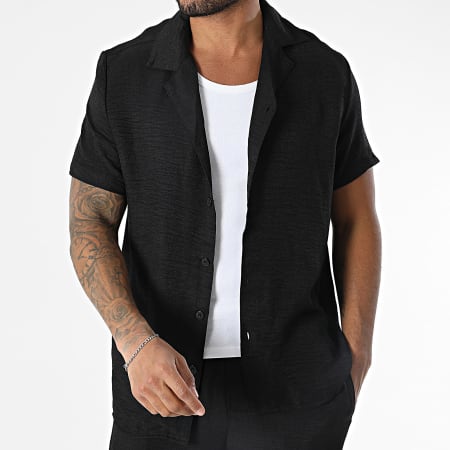 Frilivin - Conjunto negro de camisa de manga corta y pantalón