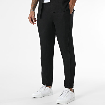 Frilivin - Conjunto negro de camisa de manga corta y pantalón