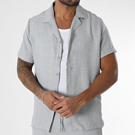 Frilivin - Conjunto de camisa de manga corta y pantalón gris brezo