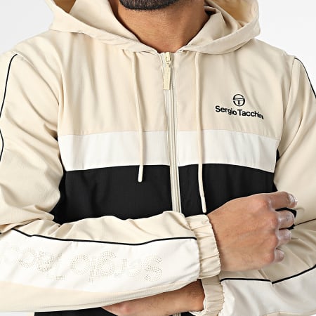 Sergio Tacchini - Veste Zippée Capuche Alata 41054 Beige Noir