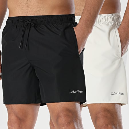 Calvin Klein - Lot De 2 Shorts De Bain Drawstring 1165 Noir Beige