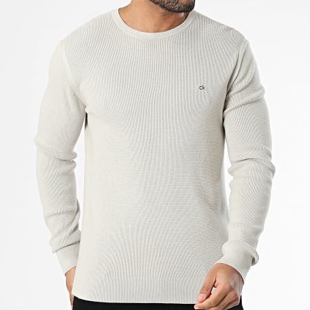 Calvin Klein - Pull Micro Waffle Texture 4080 Beige