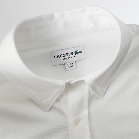 Lacoste - Camisa Manga Larga Bolsillo Logo Cocodrilo Bordado Regular Fit Blanco