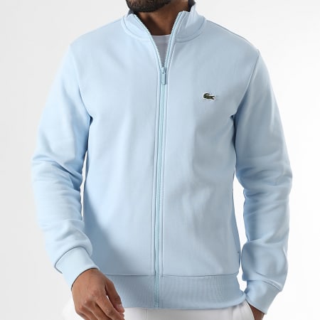 Lacoste - Veste Zippée Logo Brodé Crocodile Bleu Clair