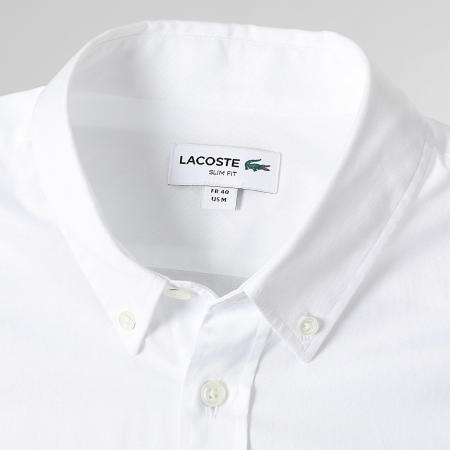 Lacoste - Camisa Manga Larga Logo Cocodrilo Bordado Blanco