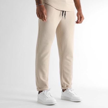 LBO - Waffle 1838 Set di pantaloni e maglietta con texture beige chiaro