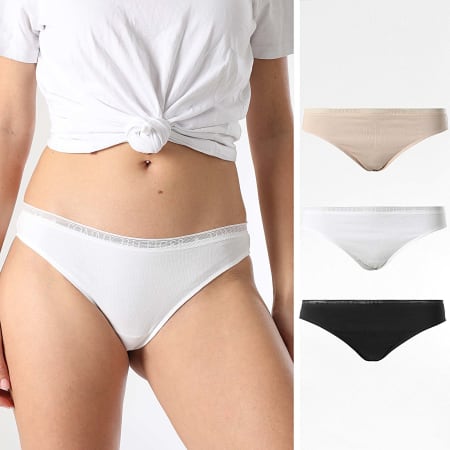 Tommy Hilfiger - Lot De 3 Strings Femme 5594 Blanc Beige Noir