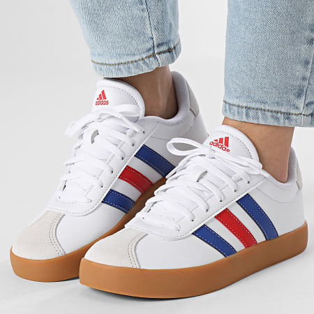 Adidas Sportswear - Baskets Femmes VL Court 3.0 K JH8721 Footwear White Royal Blue Better Scarlet