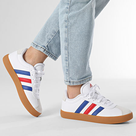 Adidas Sportswear - Baskets Femmes VL Court 3.0 K JH8721 Footwear White Royal Blue Better Scarlet
