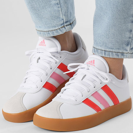 Adidas Sportswear - Baskets Femmes VL Court 3.0 K JH8722 Footwear White Bright Red Bliss Pink