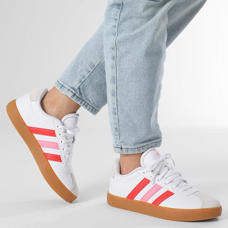 Adidas Sportswear - Baskets Femmes VL Court 3.0 K JH8722 Footwear White Bright Red Bliss Pink