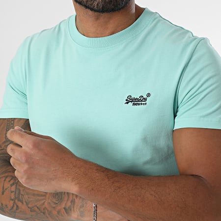 Superdry - Camiseta Essential Logo Bordado M1011245A Turquesa