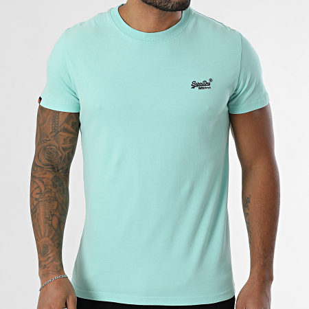 Superdry - Camiseta Essential Logo Bordado M1011245A Turquesa