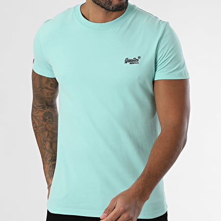 Superdry - Camiseta Essential Logo Bordado M1011245A Turquesa