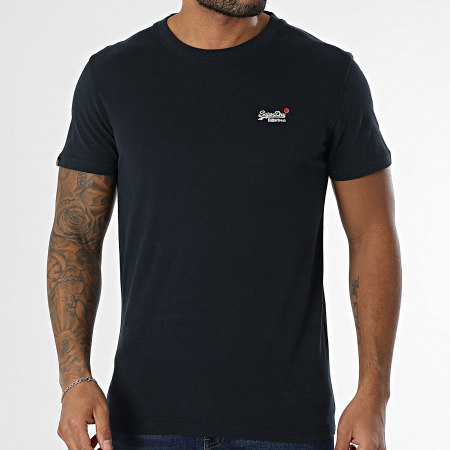 Superdry - Essential Camiseta con bordado de contraste M1012078A Azul marino
