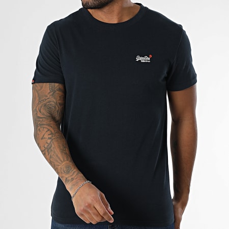 Superdry - Essential Camiseta con bordado de contraste M1012078A Azul marino