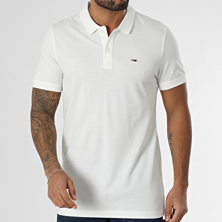Tommy Jeans - Polo Manches Courtes Slim Placket 0676 Blanc