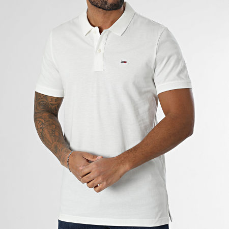 Tommy Jeans - Polo Manches Courtes Slim Placket 0676 Blanc