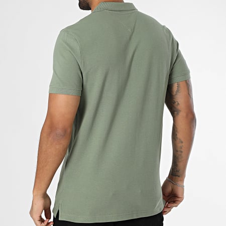 Tommy Jeans - Polo Manches Courtes Slim Placket 0676 Vert Kaki