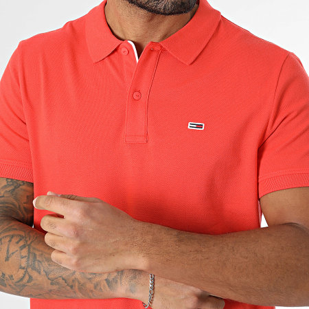 Tommy Jeans - Polo Manches Courtes Slim Placket 0676 Orange