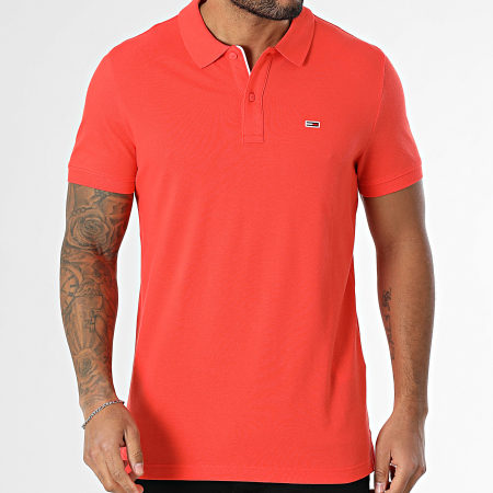 Tommy Jeans - Polo Manches Courtes Slim Placket 0676 Orange