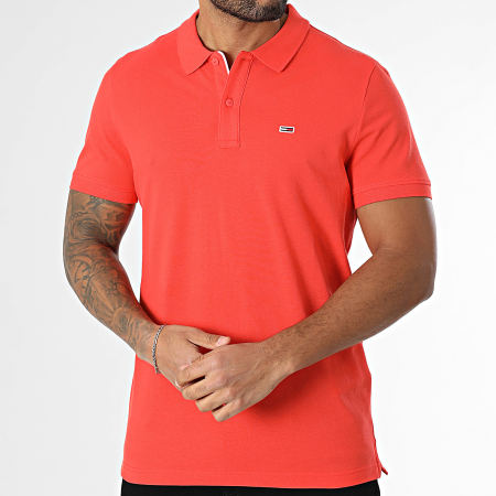 Tommy Jeans - Polo Manches Courtes Slim Placket 0676 Orange