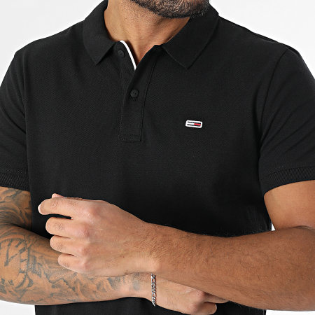 Tommy Jeans - Polo Manches Courtes Slim Placket 0676 Noir