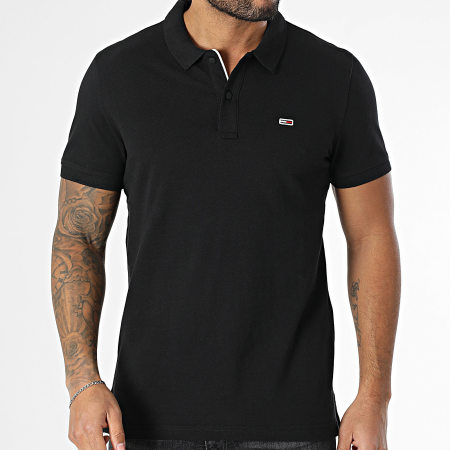 Tommy Jeans - Polo Manches Courtes Slim Placket 0676 Noir