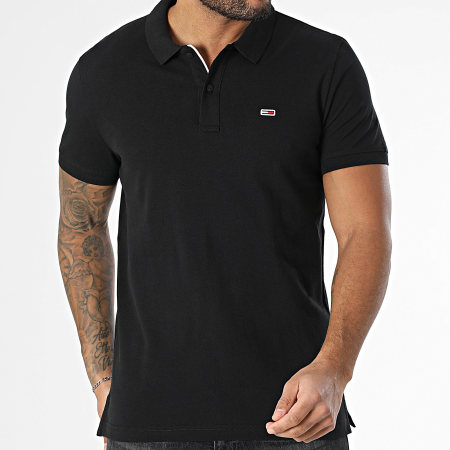 Tommy Jeans - Polo Manches Courtes Slim Placket 0676 Noir