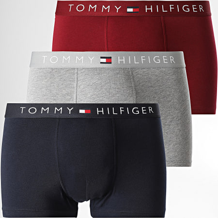 Tommy Hilfiger - Lot De 3 Boxers 3521 Bleu Marine Gris Chiné Bordeaux