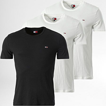 Tommy Jeans - Lot De 3 Tee Shirts Slim 1579 Blanc Noir