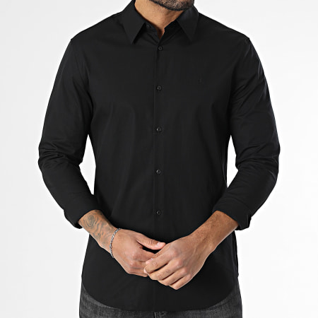 Calvin Klein - Chemise Manches Longues Slim Solid 145G Noir