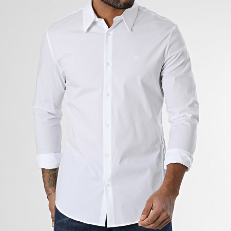 Calvin Klein - Chemise Manches Longues Slim Solid 145G Blanc