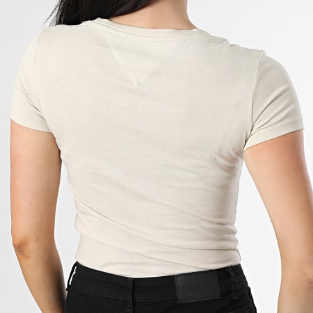 Tommy Jeans - Tee Shirt Col V Femme Slim 0458 Beige