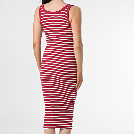 Tommy Jeans - Robe Débardeur A Rayures Femme Button Tank 9477 Bordeaux Blanc