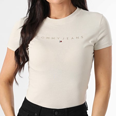 Tommy Jeans - Tee Shirt Femme Tonal Linear 0315 Beige
