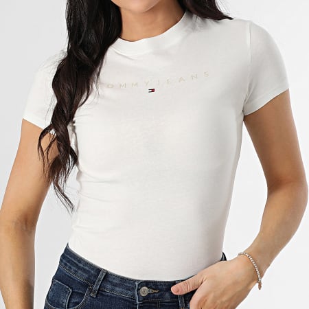 Tommy Jeans - Tee Shirt Femme Tonal Linear 0315 Blanc