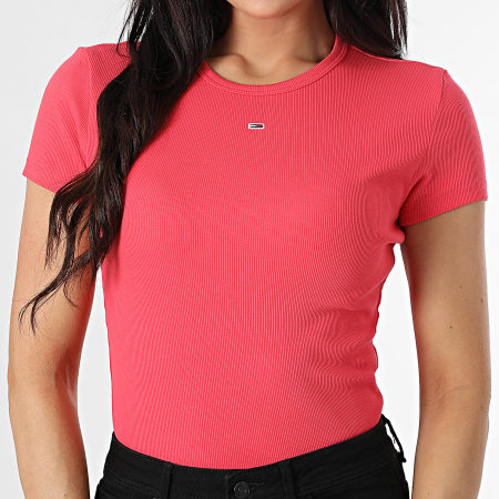 Tommy Jeans - Tee Shirt Slim Femme Essential 7383 Rose
