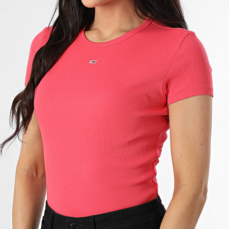 Tommy Jeans - Tee Shirt Slim Femme Essential 7383 Rose