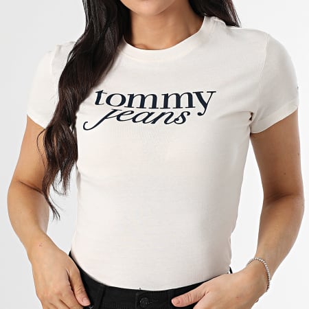 Tommy Jeans - Tee Shirt Slim Femme Essential Logo 9447 Rose Clair