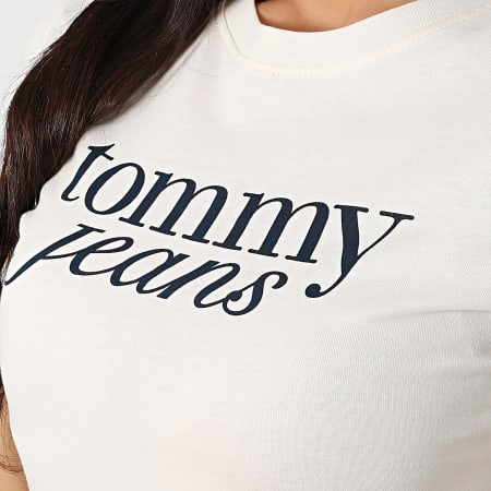 Tommy Jeans - Tee Shirt Slim Femme Essential Logo 9447 Rose Clair