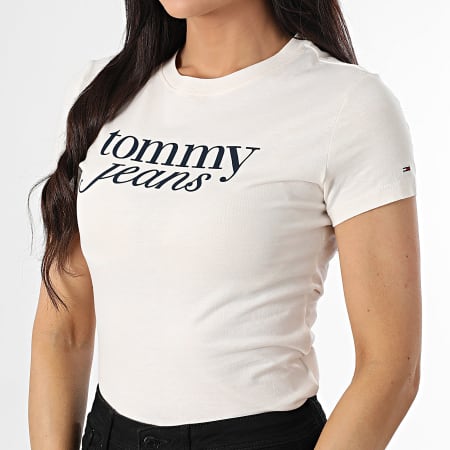 Tommy Jeans - Tee Shirt Slim Femme Essential Logo 9447 Rose Clair