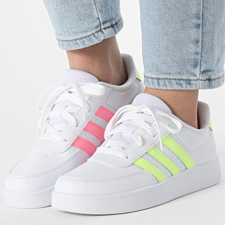 Adidas Sportkleding - Breaknet 2.0 K Damessneakers JI0960 Schoeisel Wit Fluo Geel Fluo Roze